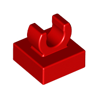 Lego Tile Special 1 x 1 with Clip with Rounded Edges / Red