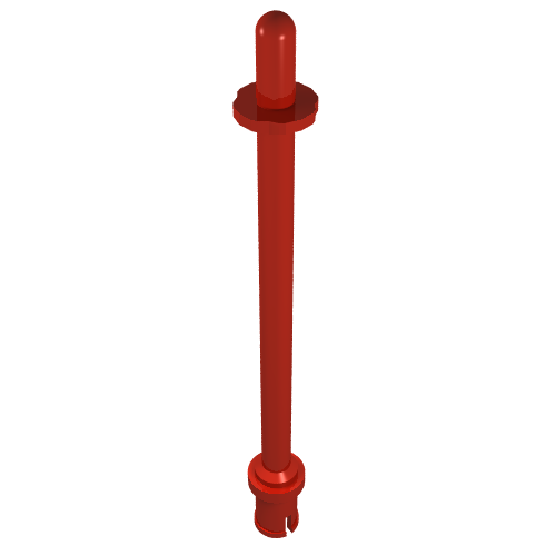 Lego Bar 8L - Two Stop Rings / One Pin, Technic Figure Ski Pole [Rounded End] / Red