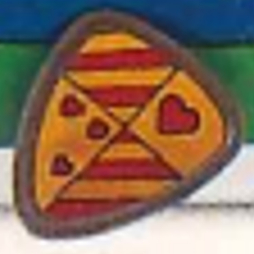 Lego Duplo Shield, Flat Triangle with Red Stripes and Hearts Print / Dark Gray