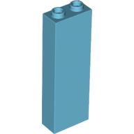 Lego Brick 1 x 2 x 5 with Hollow Studs / Medium Azure
