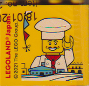 Lego Brick 2 x 4 x 3 with LEGOLAND Japan, Chef Minifigure, and Skyline Pattern