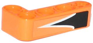 Lego Technic, Liftarm, Modified Bent Thick L-Shape 2 x 4 with V-Shaped Black and White Stripes Pattern (Sticker) - Set 42026