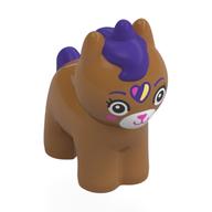 Lego Animal, Cat with Dark Purple Mane and Tail, White Face, Heart Print