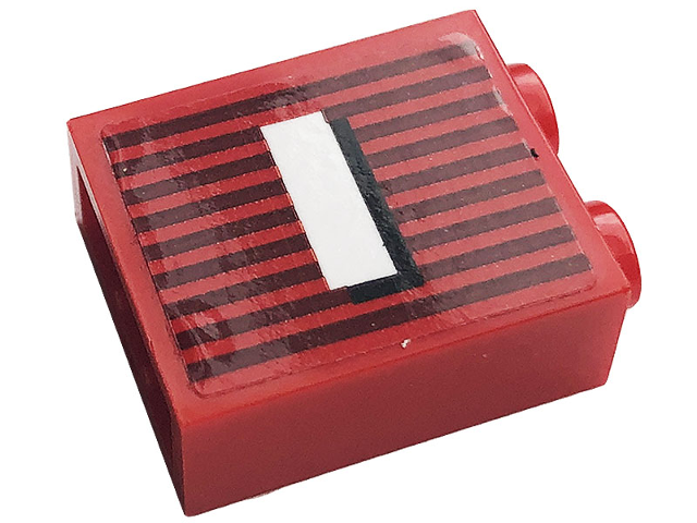 Lego Brick 1 x 2 x 2 with Inside Stud Holder with Gray Stripes and White Capital Letter I Pattern (Sticker) - Set 10272