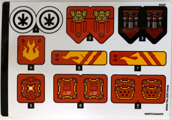 Lego Sticker Sheet for Set 71812-1