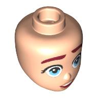 Lego Minidoll Head, Dark Red Eyebrows, Bright Light Blue Eyes, Pink Lips, Surprised Print