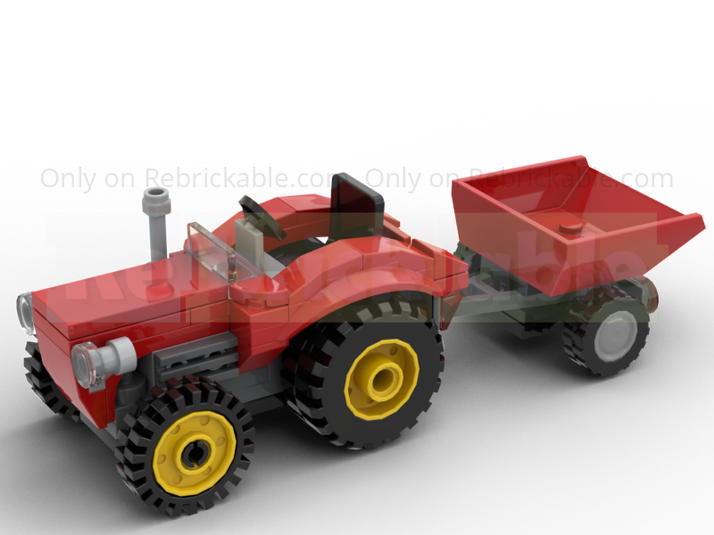 Lego small red tractor with trailer