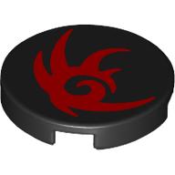 Lego Tile Round 2 x 2 with Red Shadow Outline Print