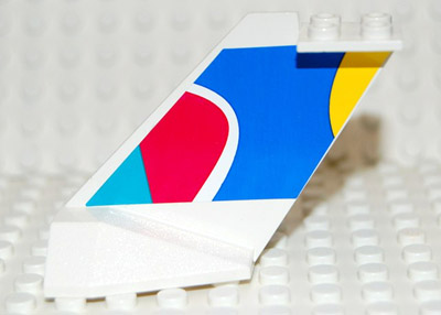Lego Tail Wedge with Multicolor Abstract Pattern on Both Sides (Stickers) - Set 2718 / White