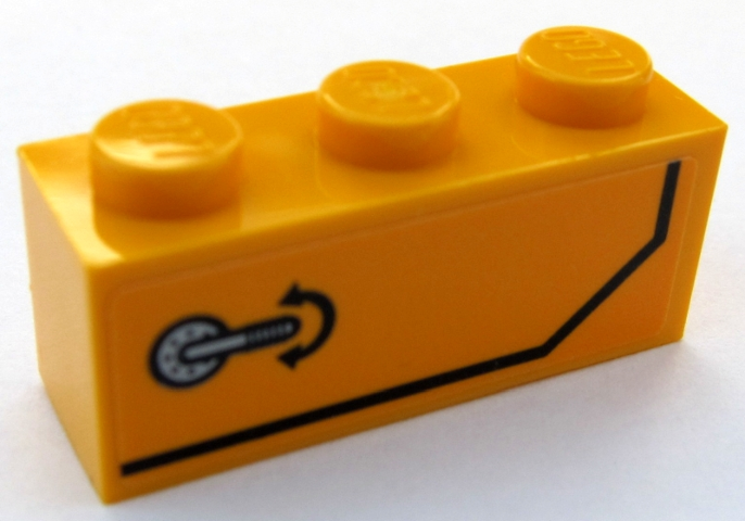 Lego Brick 1 x 3 with Door Handle and Black Stripe Pattern Model Right Side (Sticker) - Set 60159