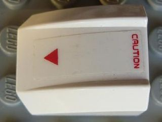Lego Slope, Curved 2 x 2 Lip with 'CAUTION' and Small Triangle Red on White Pattern (Sticker) - Set 7713 / White