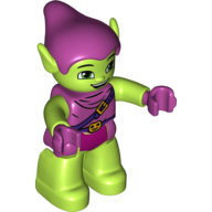 Lego Duplo Figure Green Goblin, Magenta Hat, Tunic, and Hands Print