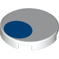 Lego Tile Round 2 x 2 with Blue Circle/Eye Print / White