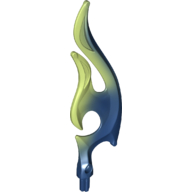 Lego Wave / Flame Rounded Double with Axle with Marbled Yellowish Green Pattern