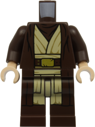 Lego Body SMART Minifigure, Torso with Dark Brown Hips and Legs with SW Obi-Wan Kenobi Tunic, Belt and Robe Pattern / Dark Brown Arms / Light Nougat Hands
