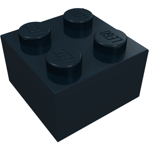 Lego Brick 2 x 2 without Inside Ridges / Black