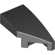 Lego Brick Wedged, Curved 2 x 1 with Stud Notch Right / Black
