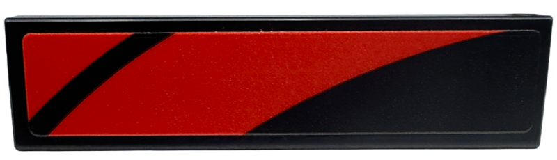 Lego Tile 1 x 4 with Red Curved Stripes Pattern Model Right Side (Sticker) - Set 76916