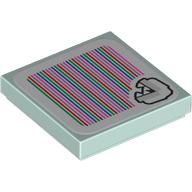 Lego Tile 2 x 2 with Bone Piranha Plant and Barcode Print (Sticker) / Light Aqua
