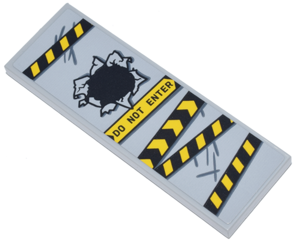 Lego Tile 2 x 6 with Black and Yellow Danger Stripes Police Tape, Fist Hole, and 'DO NOT ENTER' Pattern (Sticker) - Set 76269