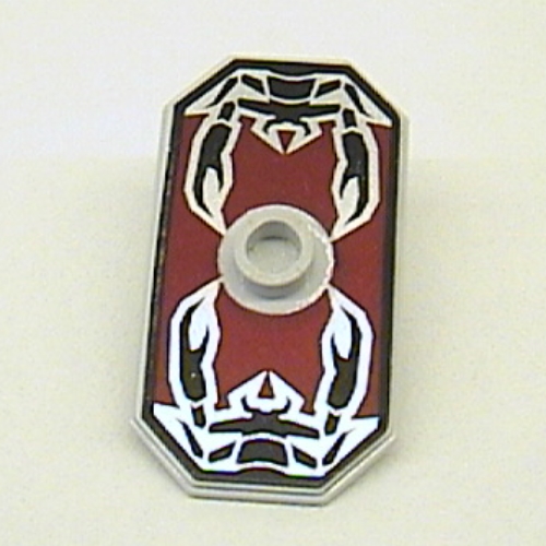Lego Shield Rectangular with Stud, Knights Kingdom Vladek Scorpion Print (Non-Sticker) / Very Light Bluish Gray