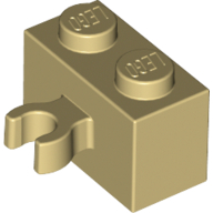Lego Brick Special 1 x 2 with Vertical Clip [Open O Clip] / Tan