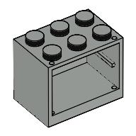 Lego Cupboard 2 x 3 x 2 with Solid Studs / Light Gray