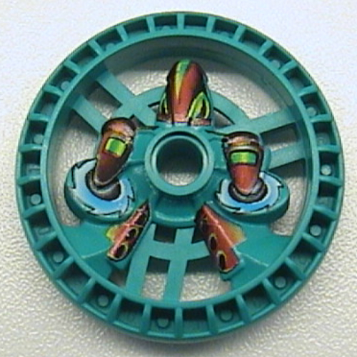 Lego Technic Disc 5 x 5 Notched, Twin Saw Print / Dark Turquoise