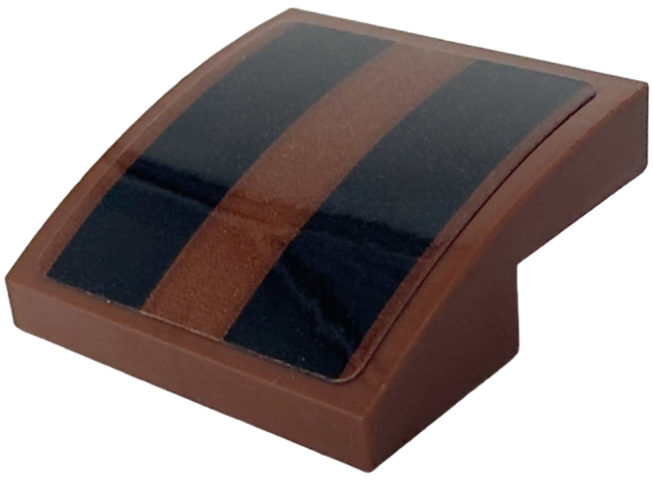 Lego Slope, Curved 2 x 2 x 2/3 with 2 Black Thick Stripes Pattern (Sticker) - Set 75351