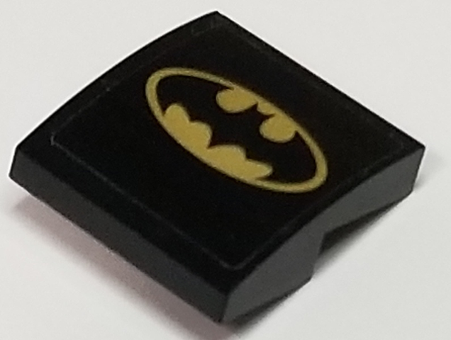 Lego Slope, Curved 2 x 2 x 2/3 with Gold Batman Logo Pattern (Sticker) - Set 76056