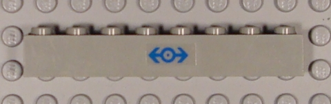 Lego Brick 1 x 8 with Train Logo Blue Pattern (Sticker) - Sets 4558 / 10001 / Light Gray
