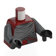 Lego Torso, Dark Bluish Gray Arms, Black Hands with Print