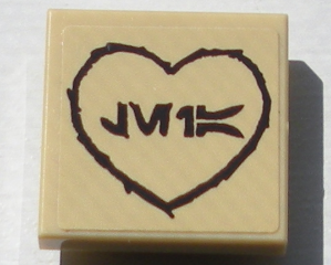 Lego Tile, Modified 2 x 2 Inverted with Aurebesh Characters 'LEIA' and Heart Pattern (Sticker) - Set 10236