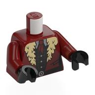 Lego Torso, Coat, Tan Fur, Black belt, Dark Brown Vest, Dark Red Tie Print, Dark Red Arms, Black Hands