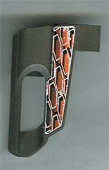 Lego Technic, Panel Fairing # 6 Small Short, Large Hole, Side B with White, Black, and Orange Hexagons Pattern (Sticker) - Set 8471