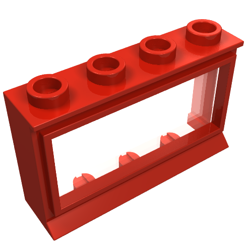 Lego Window 1 x 4 x 2 Classic with Long Sill [Complete] / Red