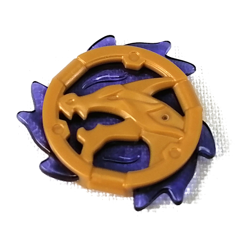 Lego Equipment Disc Amulet Dragon Shape with Trans-Dark Purple Flames Pattern