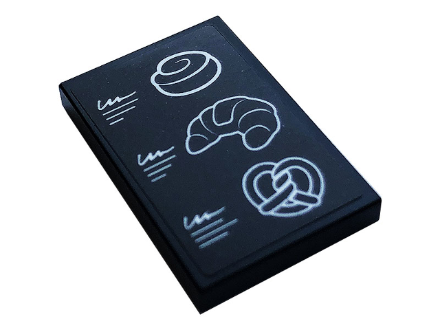 Lego Tile 2 x 3 with Menu, Roll, Croissant, and Pretzel Pattern (Sticker) - Set 60306