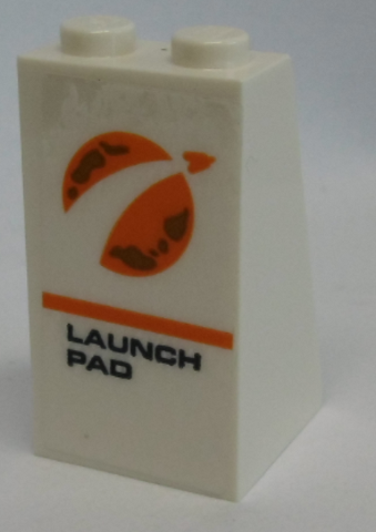 Lego Slope 75 2 x 2 x 3 - Solid Studs with Orange City Mars Exploration Logo and 'LAUNCH PAD' Pattern (Sticker) - Set 60228
