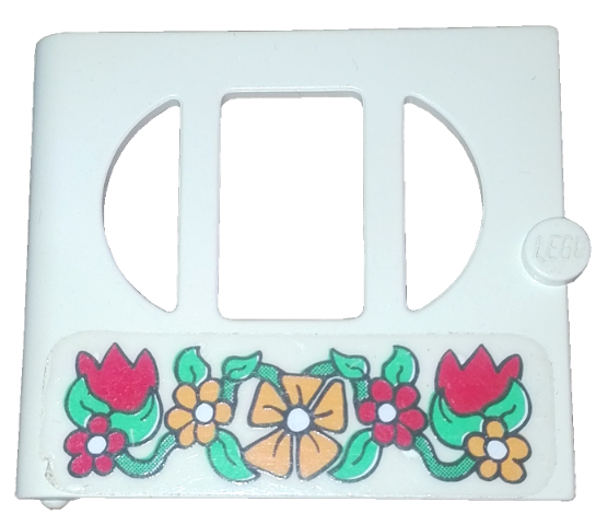 Lego Fabuland Door with Oval Pane in 3 Sections with Flowers Pattern (Sticker) - Set 3635