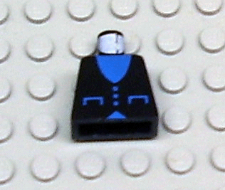 Lego Torso Vest with Pockets and Buttons over Blue Shirt Pattern / Black