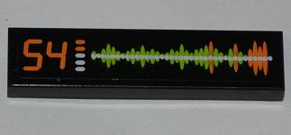 Lego Tile 1 x 4 with Orange '54' and Waveform Display Pattern (Sticker) - Set 6873