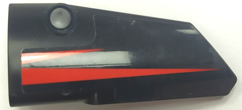 Lego Technic, Panel Fairing # 3 Small Smooth Long, Side A With Red and White Triangles Pattern (Sticker) - Set 42089