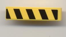 Lego Slope, Curved 4 x 1 with Black and Yellow Danger Stripes Pattern Left (Sticker) - Set 7968
