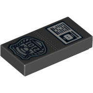 Lego Tile 1 x 2 with Silver Police Badge with '2101' and ID Print