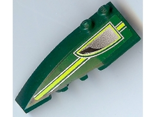 Lego Wedge 6 x 2 Left with Stripe and Air Outlet Pattern (Sticker) - Set 8138 / Dark Green