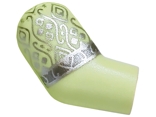 Lego Arm, Right with Silver Filigree and Dark Silver Hem Pattern / Yellowish Green