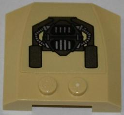 Lego Wedge 4 x 4 x 2/3 Triple Curved with Batman Tumbler Mechanical Pattern (Sticker) - Set 76001 / Tan