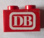 Lego Brick 2 x 2 with 'DB' Pattern (Sticker) - Set 7725 / Red
