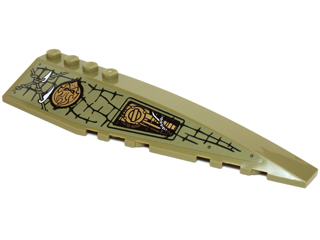 Lego Wedge 12 x 3 Right with Mechanical Panel, Large Teeth, Vines and Gold Chima Pattern (Sticker) - Set 70227 / Olive Green